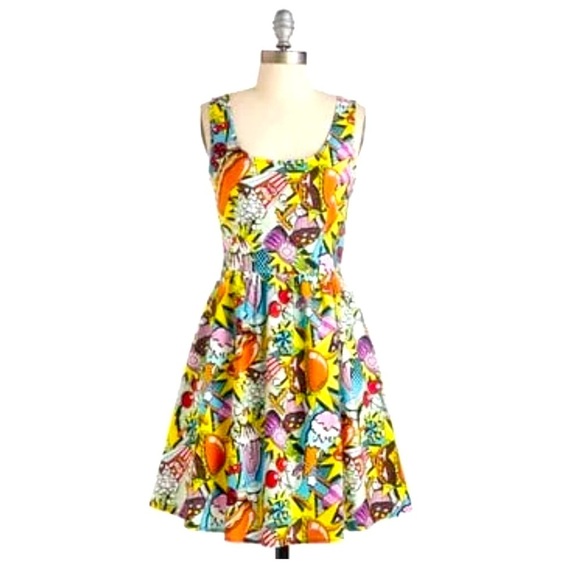 Hot Topic Dresses & Skirts - Hot Topic Multicolor Graphic Print Midi Dress - Yellow, Orange, Purple, Blue